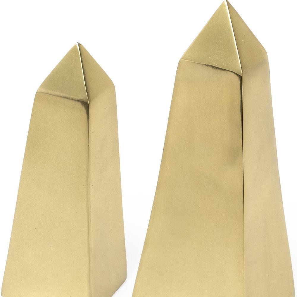 Set Of Two Gold Metal Elongated Pyramid Decor Pieces - Homeroots