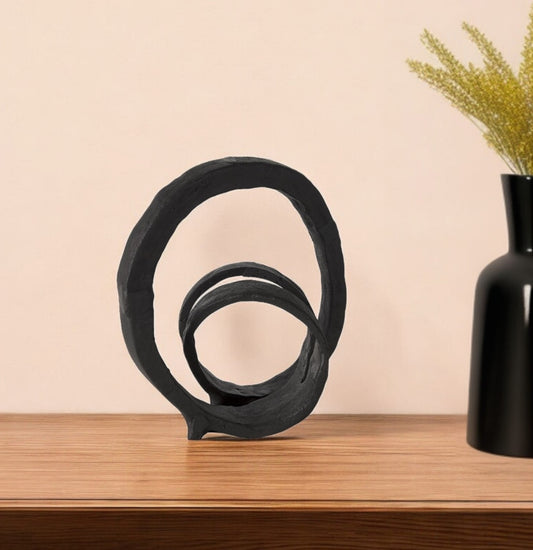 Black Metal Ribbon Loop Sculpture