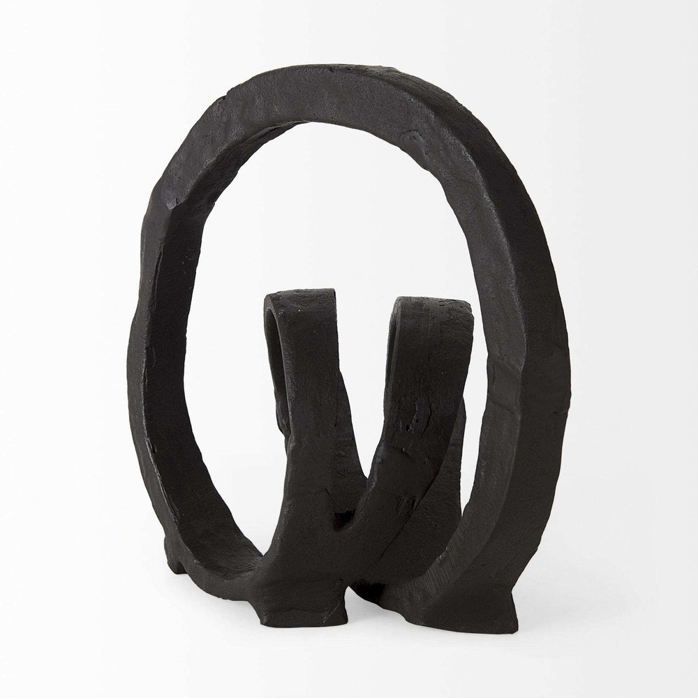 Black Metal Ribbon Loop Sculpture - Homeroots - Flyclothing LLC