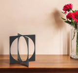 9" Charcoal Gray Metal Circle Square Sculpture - Homeroots