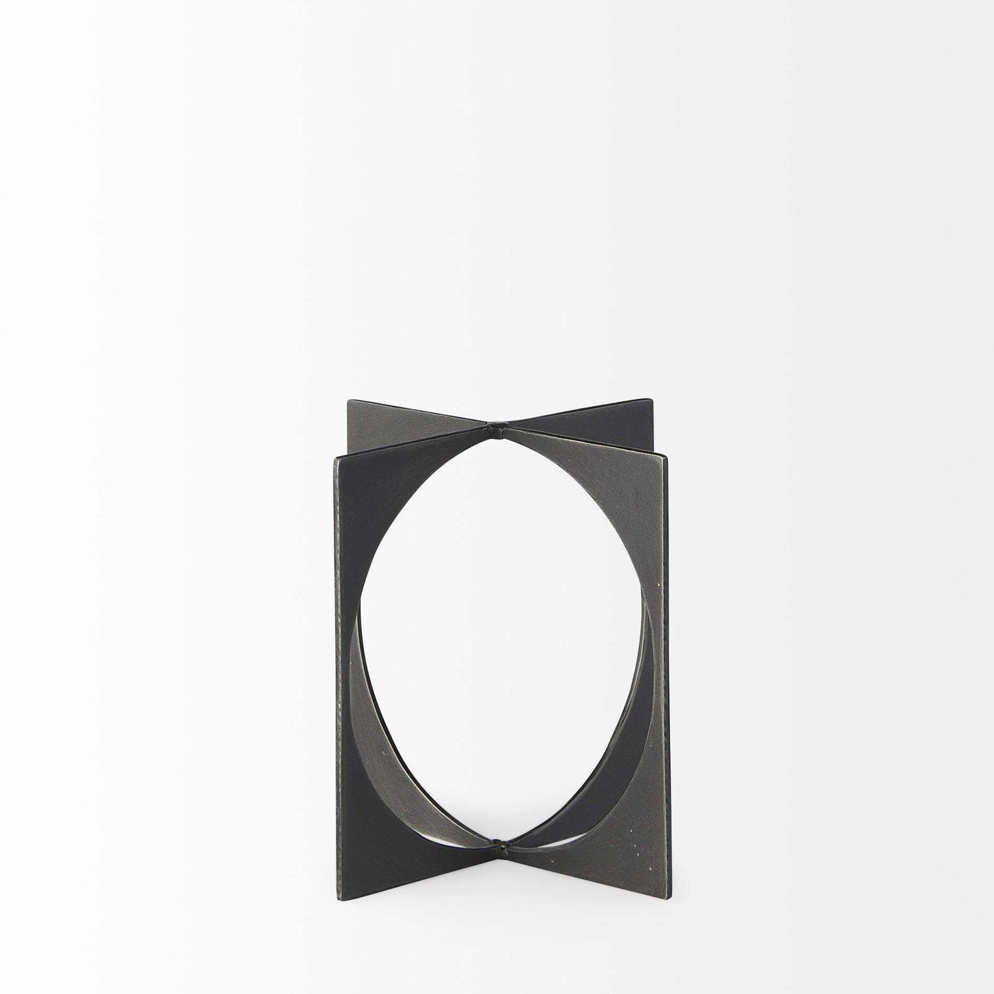 9" Charcoal Gray Metal Circle Square Sculpture - Homeroots - Flyclothing LLC