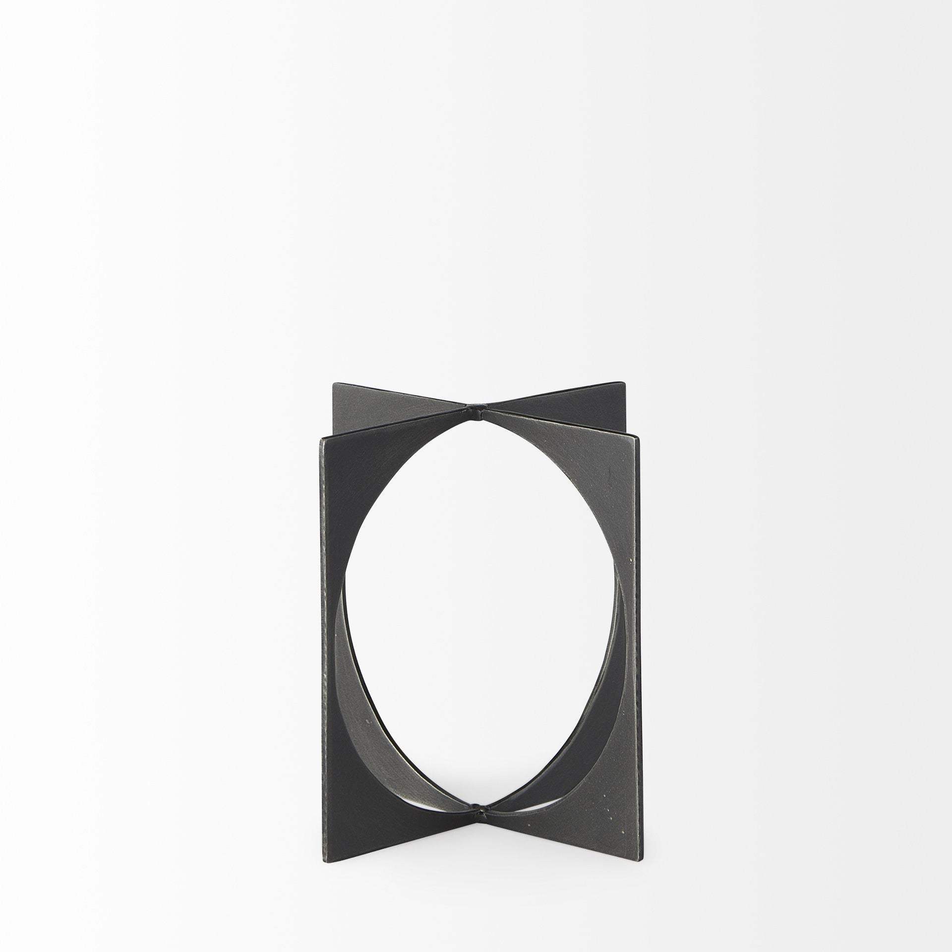 9" Charcoal Gray Metal Circle Square Sculpture - Homeroots - Flyclothing LLC