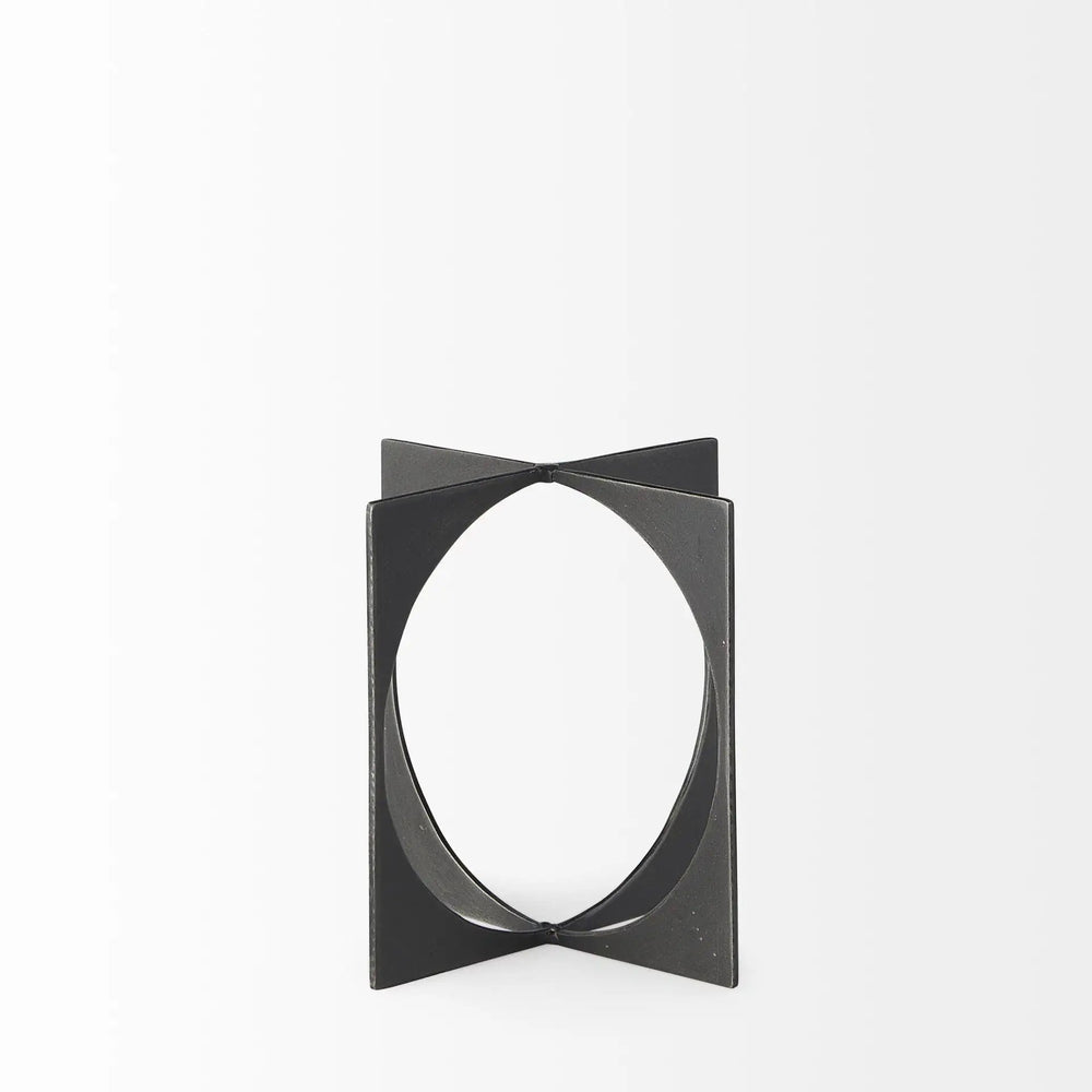 9" Charcoal Gray Metal Circle Square Sculpture - Homeroots