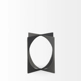 9" Charcoal Gray Metal Circle Square Sculpture - Homeroots