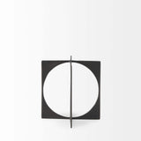 9" Charcoal Gray Metal Circle Square Sculpture - Homeroots - Flyclothing LLC
