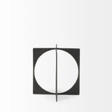 9" Charcoal Gray Metal Circle Square Sculpture - Homeroots