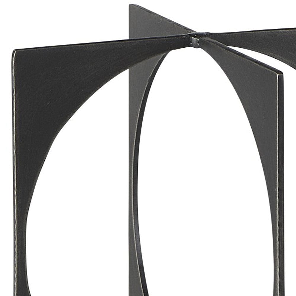9" Charcoal Gray Metal Circle Square Sculpture - Homeroots