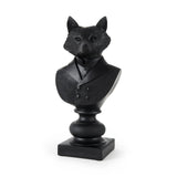 Black Resin Suited Fox Bust Sculpture - Homeroots