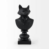 Black Resin Suited Fox Bust Sculpture - Homeroots