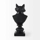 Black Resin Suited Fox Bust Sculpture - Homeroots