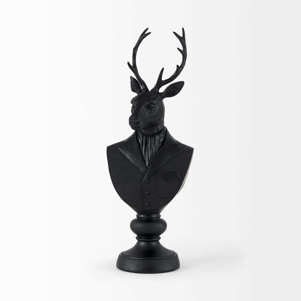 Black Resin Suited Deer Bust Sculpture - Homeroots - Flyclothing LLC