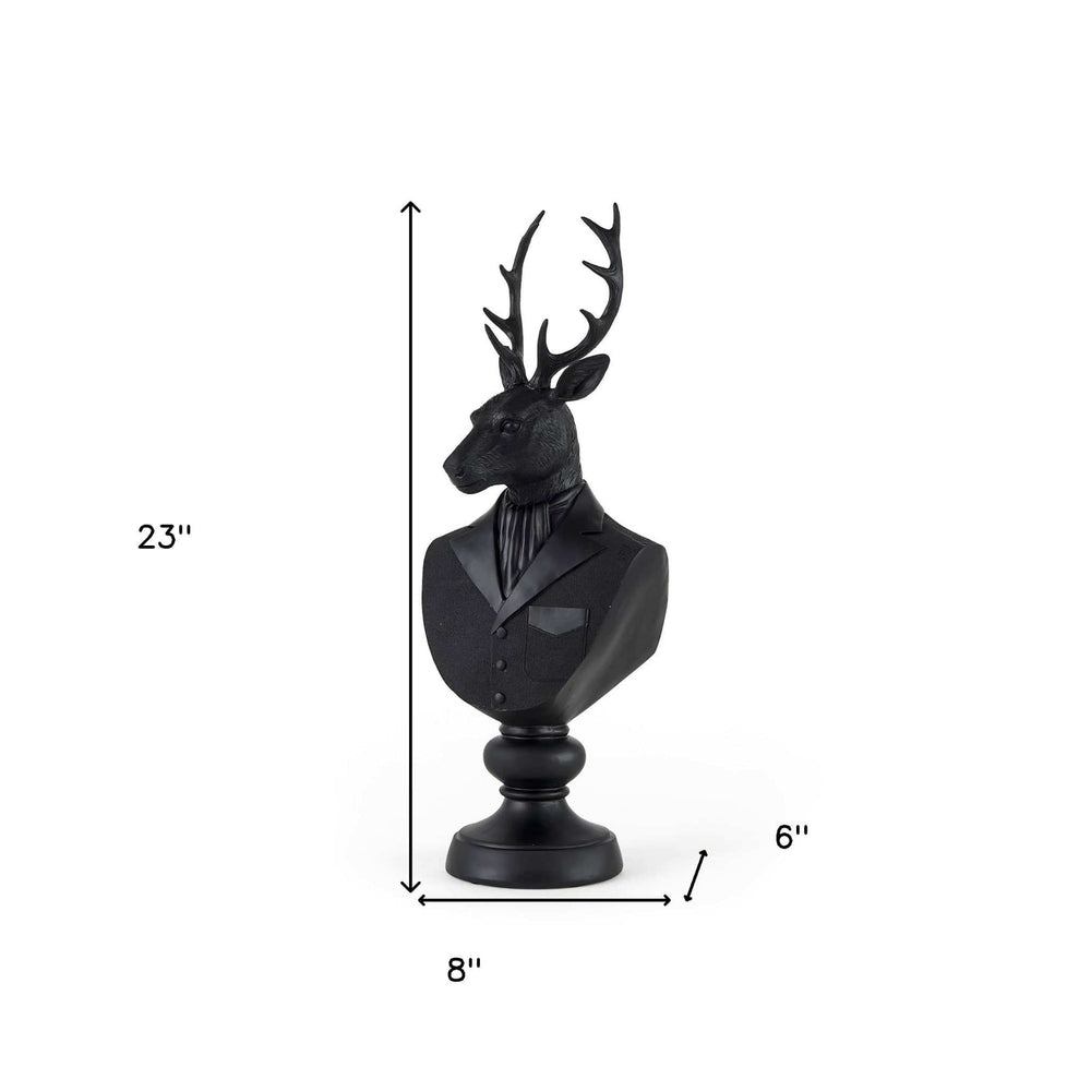 Black Resin Suited Deer Bust Sculpture - Homeroots - Flyclothing LLC