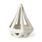White Crackle Glaze Ceramic Conical Sculpture - Homeroots