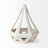 White Crackle Glaze Ceramic Conical Sculpture - Homeroots - Flyclothing LLC