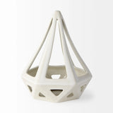 White Crackle Glaze Ceramic Conical Sculpture - Homeroots