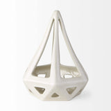 White Crackle Glaze Ceramic Conical Sculpture - Homeroots - Flyclothing LLC