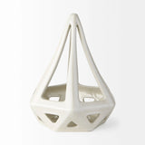 White Crackle Glaze Ceramic Conical Sculpture - Homeroots