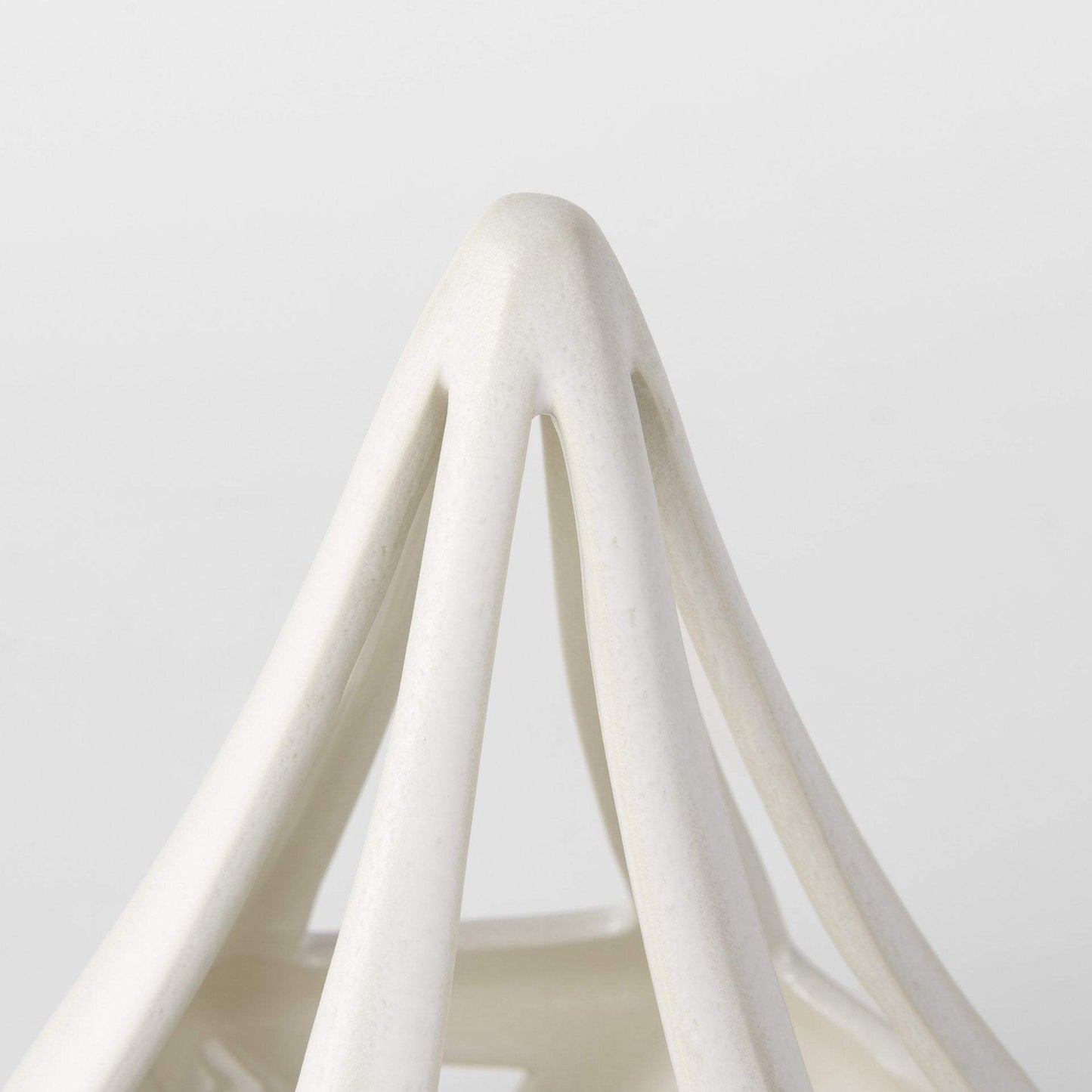 White Crackle Glaze Ceramic Conical Sculpture - Homeroots - Flyclothing LLC