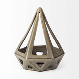 Khaki Crackle Glaze Ceramic Conical Sculpture - Homeroots - Flyclothing LLC