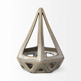 Khaki Crackle Glaze Ceramic Conical Sculpture - Homeroots