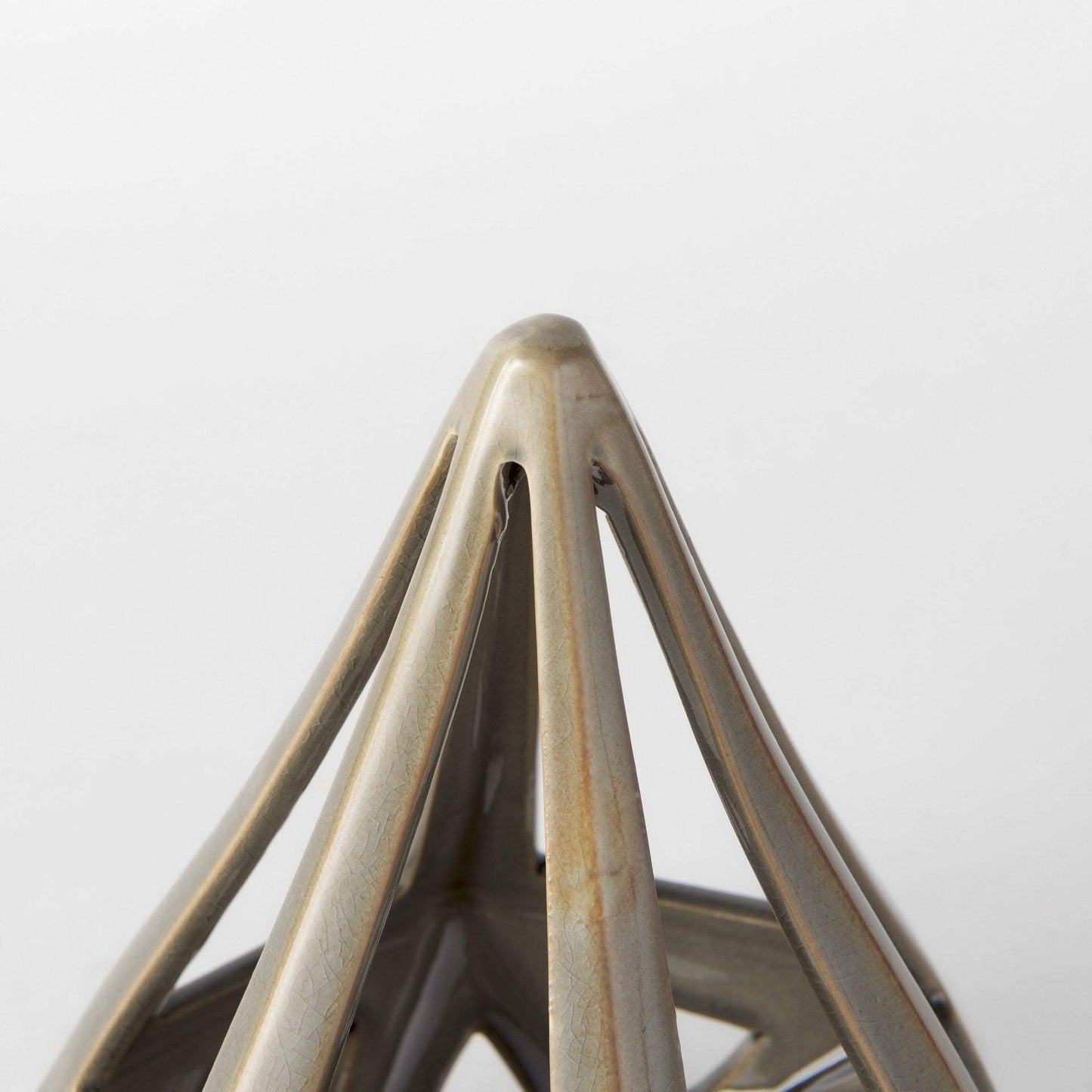 Khaki Crackle Glaze Ceramic Conical Sculpture - Homeroots - Flyclothing LLC