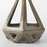 Khaki Crackle Glaze Ceramic Conical Sculpture - Homeroots
