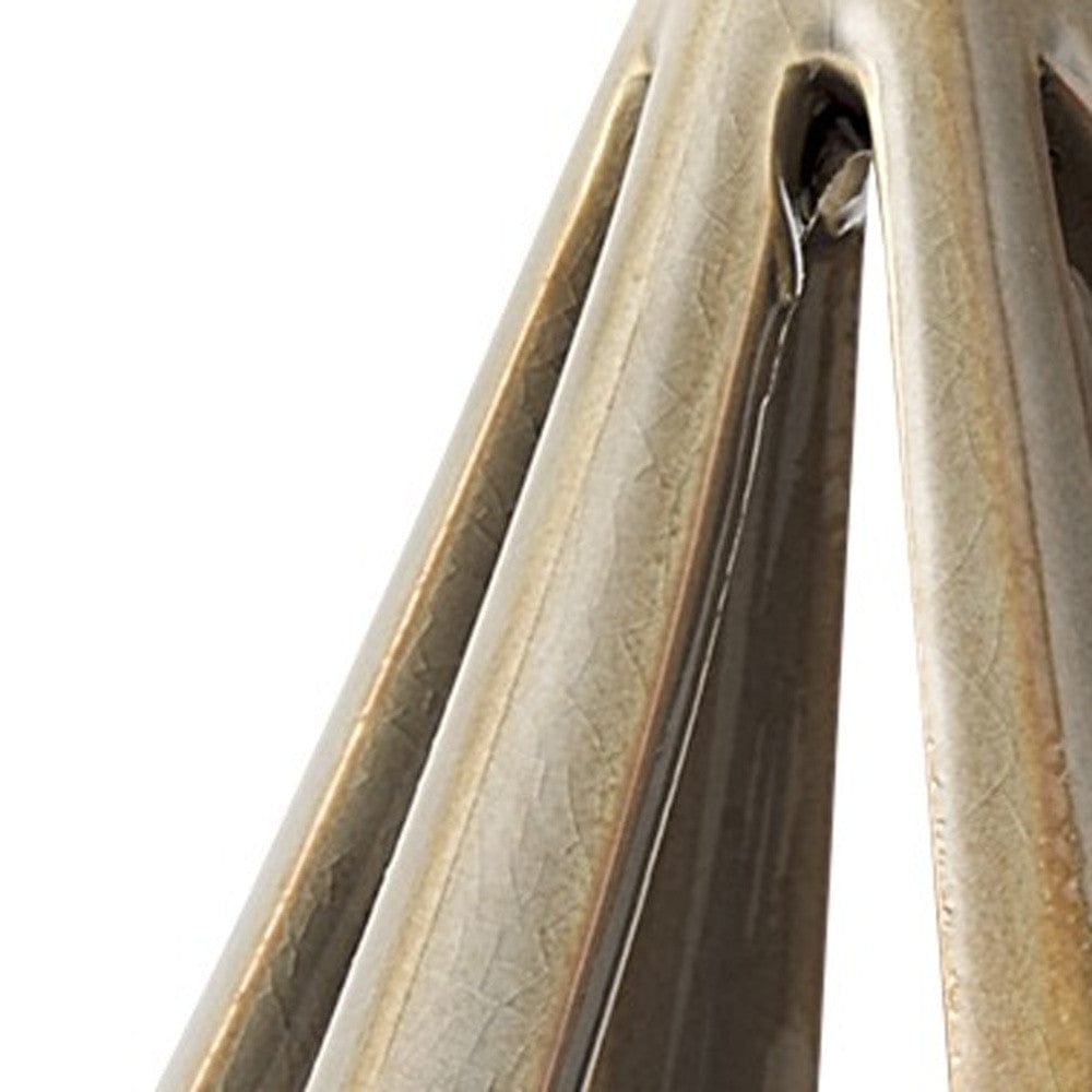 Khaki Crackle Glaze Ceramic Conical Sculpture - Homeroots