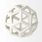 White Crackle Glaze Ceramic Geometric Sculpture - Homeroots - Flyclothing LLC