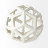 White Crackle Glaze Ceramic Geometric Sculpture - Homeroots