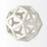 White Crackle Glaze Ceramic Geometric Sculpture - Homeroots - Flyclothing LLC