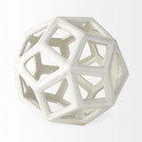 White Crackle Glaze Ceramic Geometric Sculpture - Homeroots