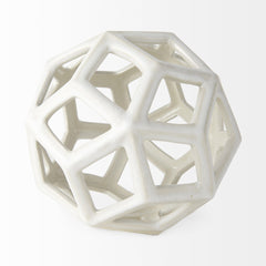 White Crackle Glaze Ceramic Geometric Sculpture