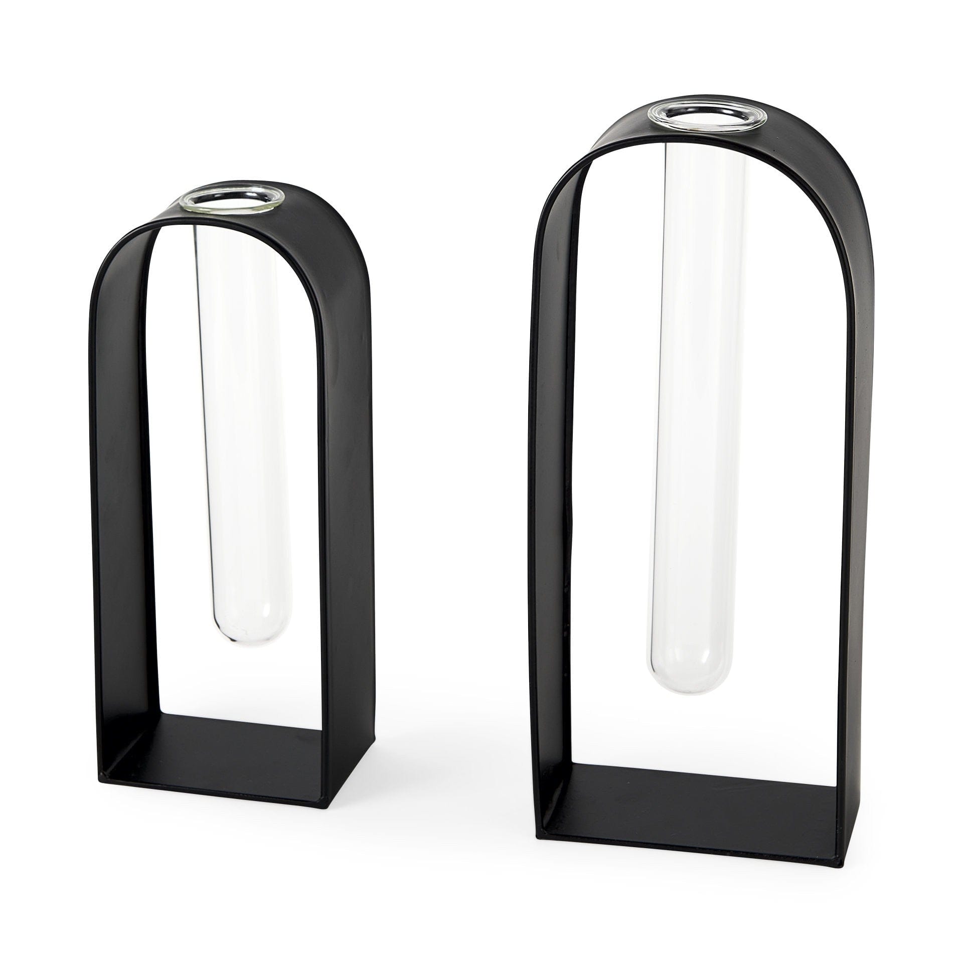 Set Of Two Black Metal Test Tube Decor Pieces - Homeroots
