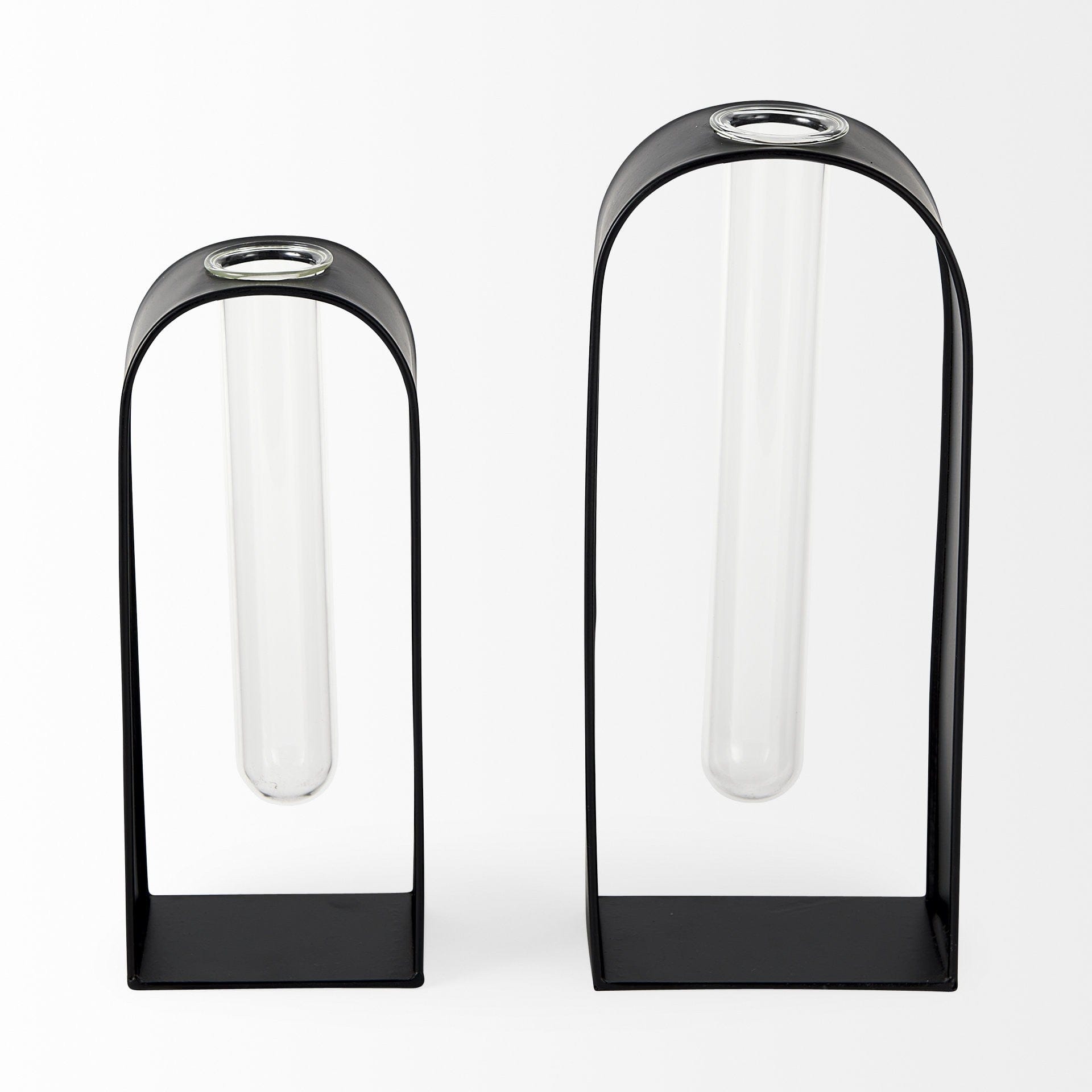 Set Of Two Black Metal Test Tube Decor Pieces - Homeroots