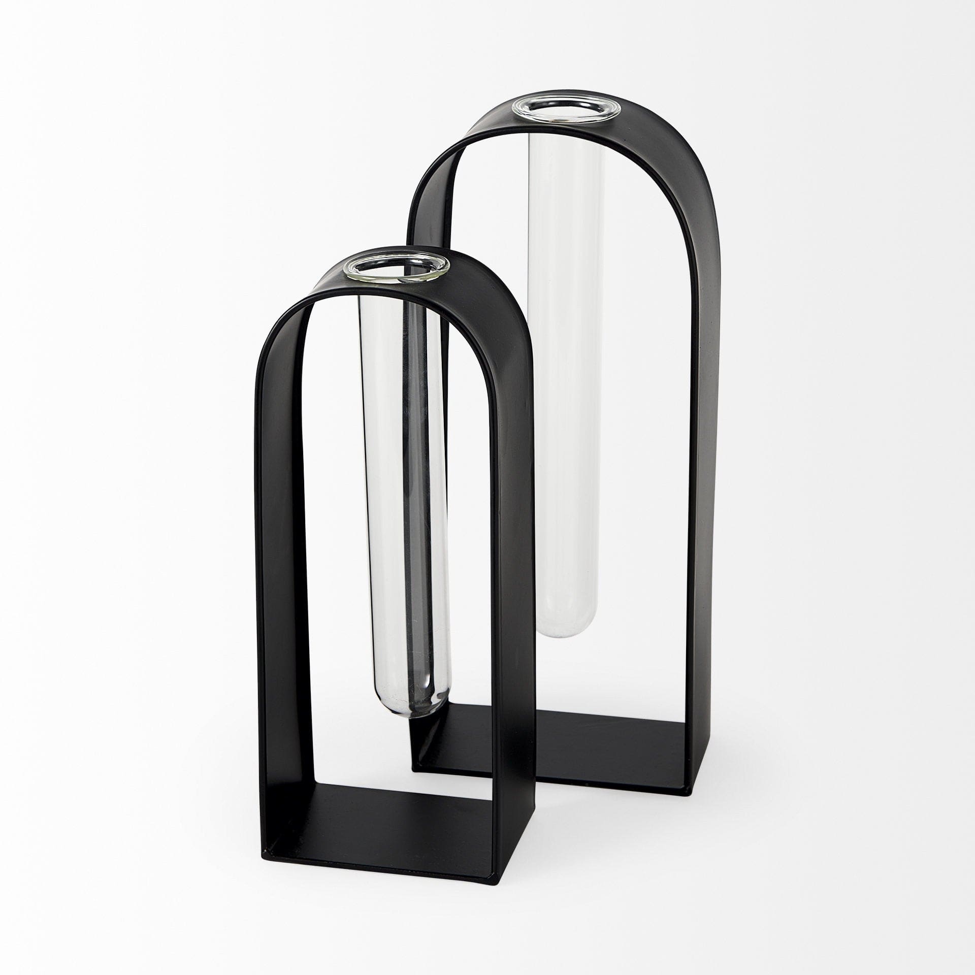 Set Of Two Black Metal Test Tube Decor Pieces - Homeroots