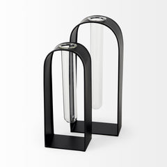 Set Of Two Black Metal Test Tube Decor Pieces - Homeroots