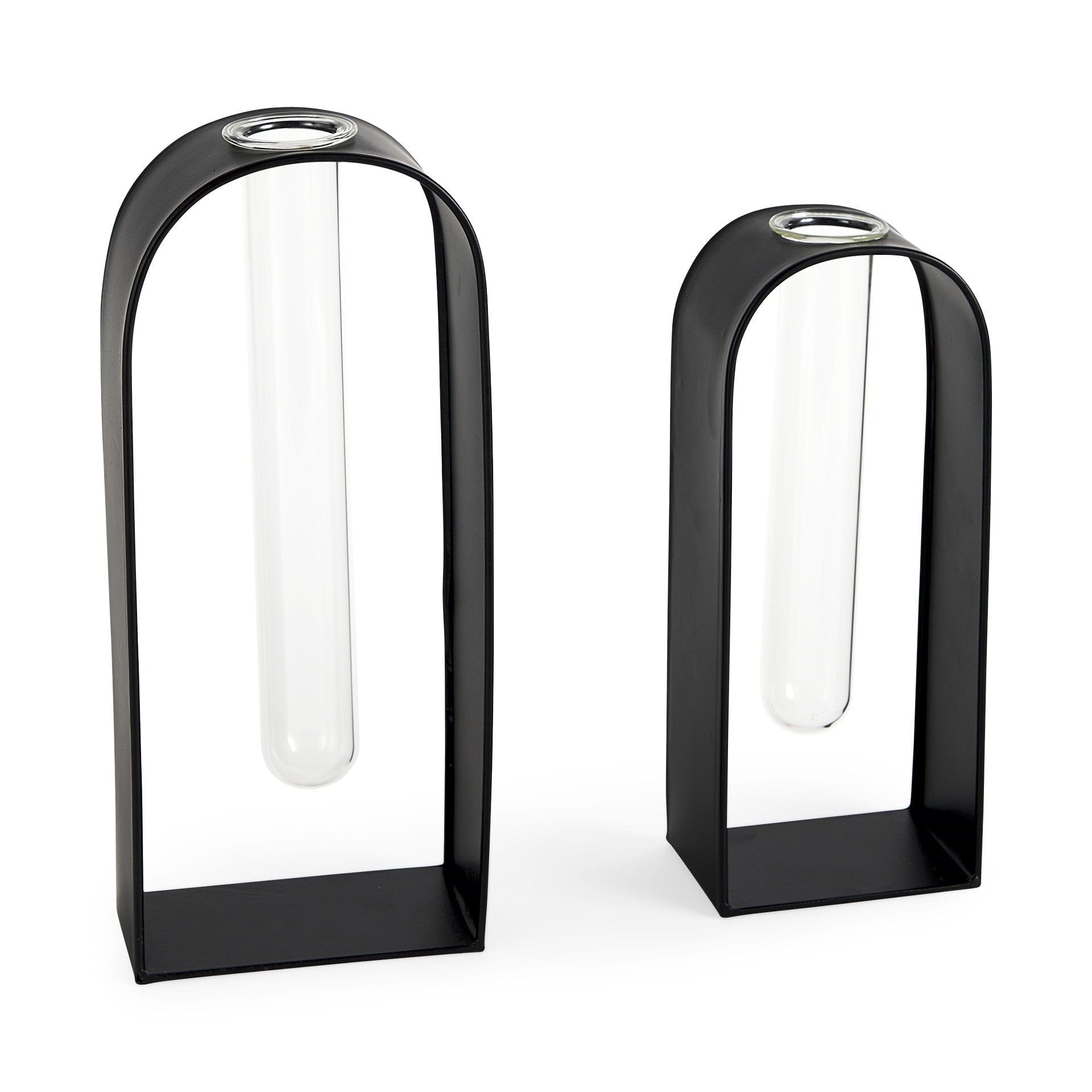 Set Of Two Black Metal Test Tube Decor Pieces - Homeroots
