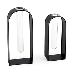 Set Of Two Black Metal Test Tube Decor Pieces - Homeroots