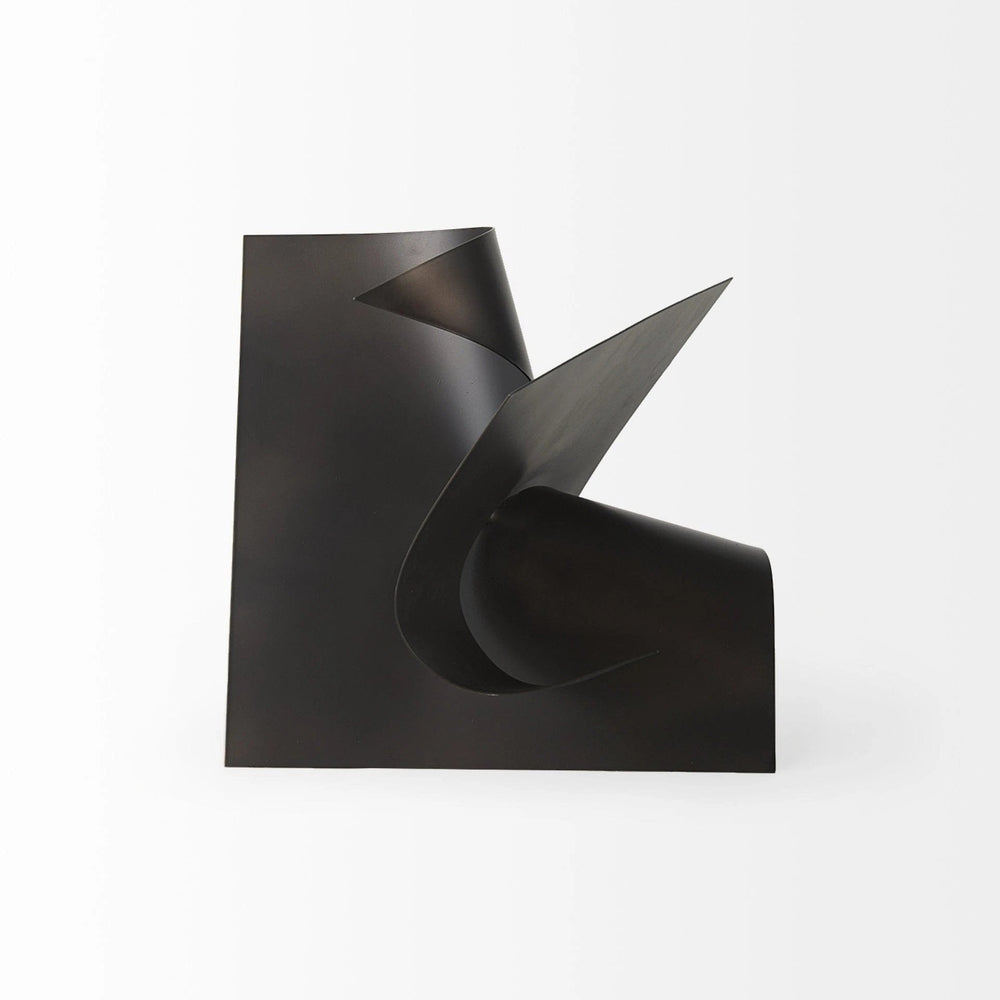 12" Contempo Antiqued Black Abstract Sculpture - Homeroots