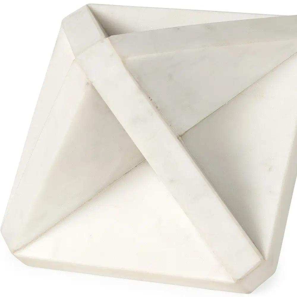 White Marble Geometric Square Sculpture - Homeroots - Flyclothing LLC