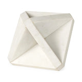 White Marble Geometric Square Sculpture - Homeroots