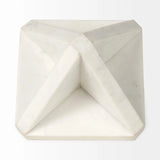 White Marble Geometric Square Sculpture - Homeroots