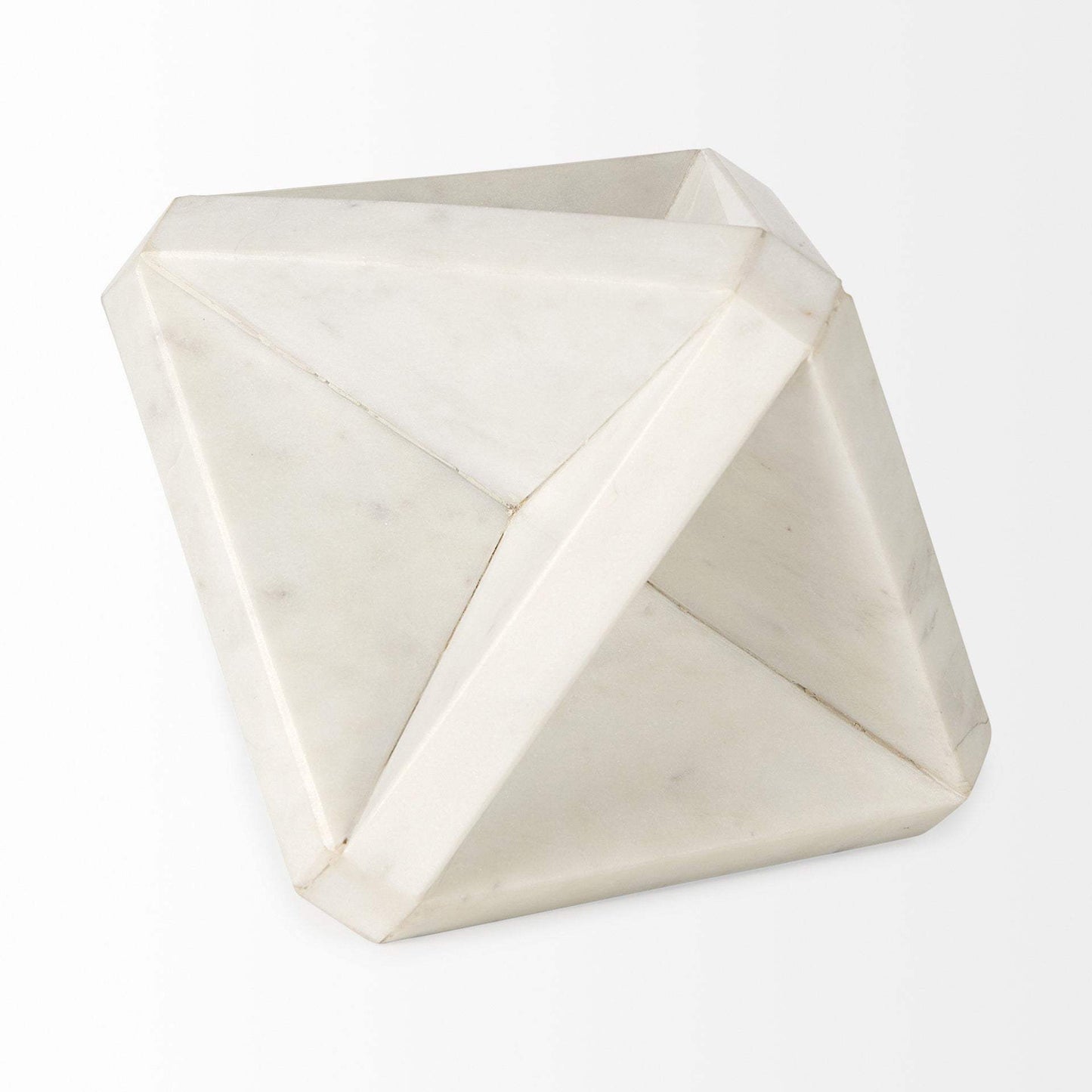 White Marble Geometric Square Sculpture - Homeroots - Flyclothing LLC
