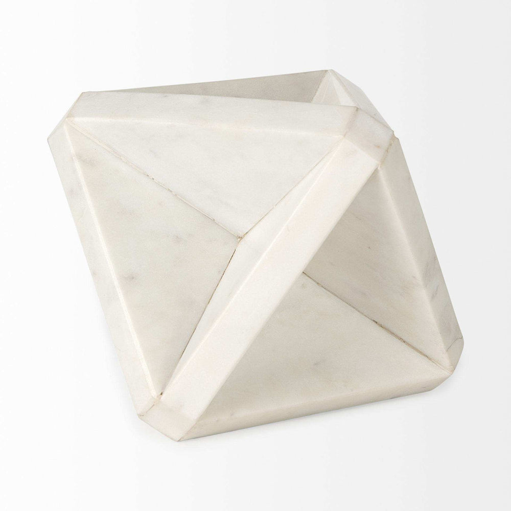 White Marble Geometric Square Sculpture - Homeroots - Flyclothing LLC