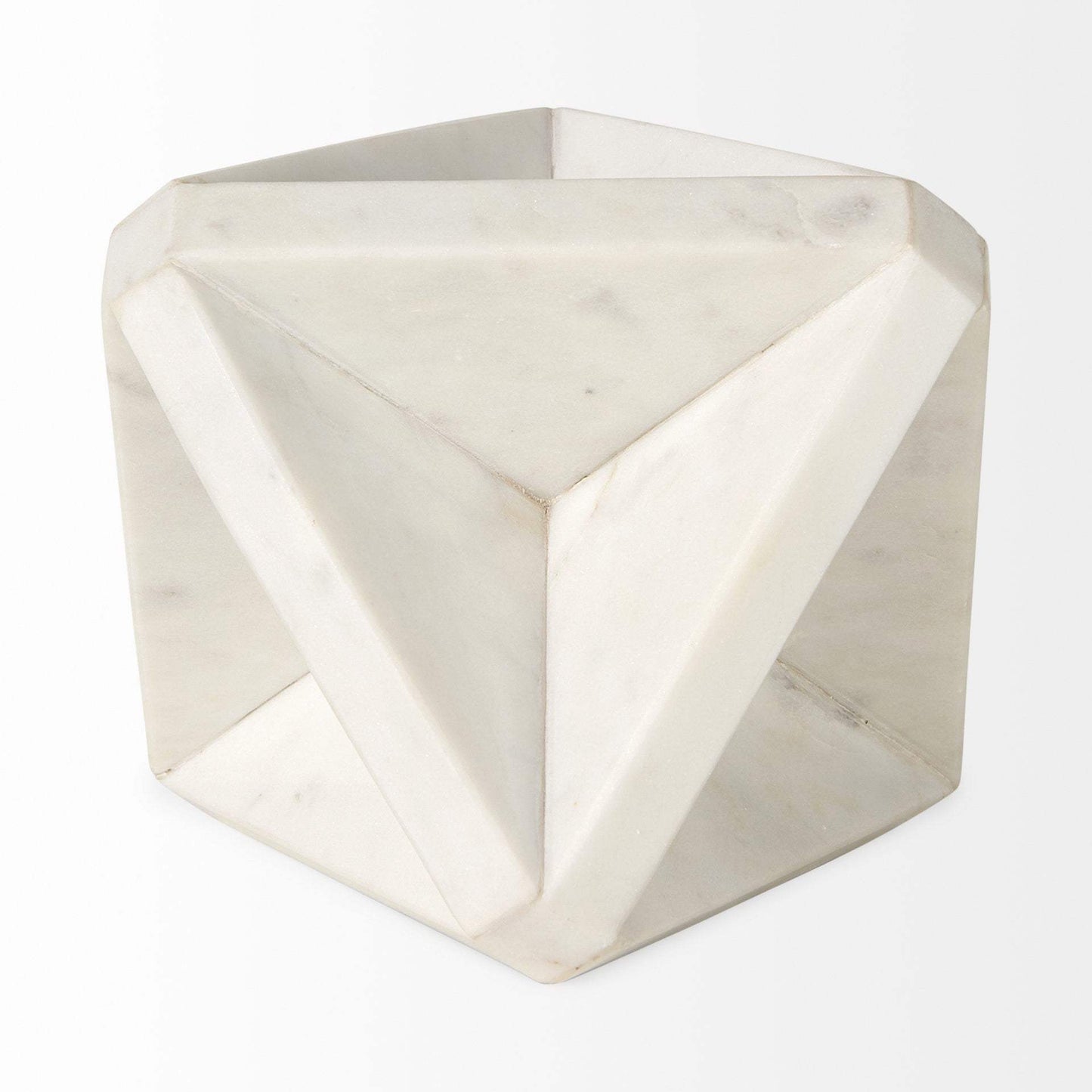 White Marble Geometric Square Sculpture - Homeroots - Flyclothing LLC