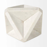 White Marble Geometric Square Sculpture - Homeroots - Flyclothing LLC