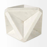 White Marble Geometric Square Sculpture - Homeroots