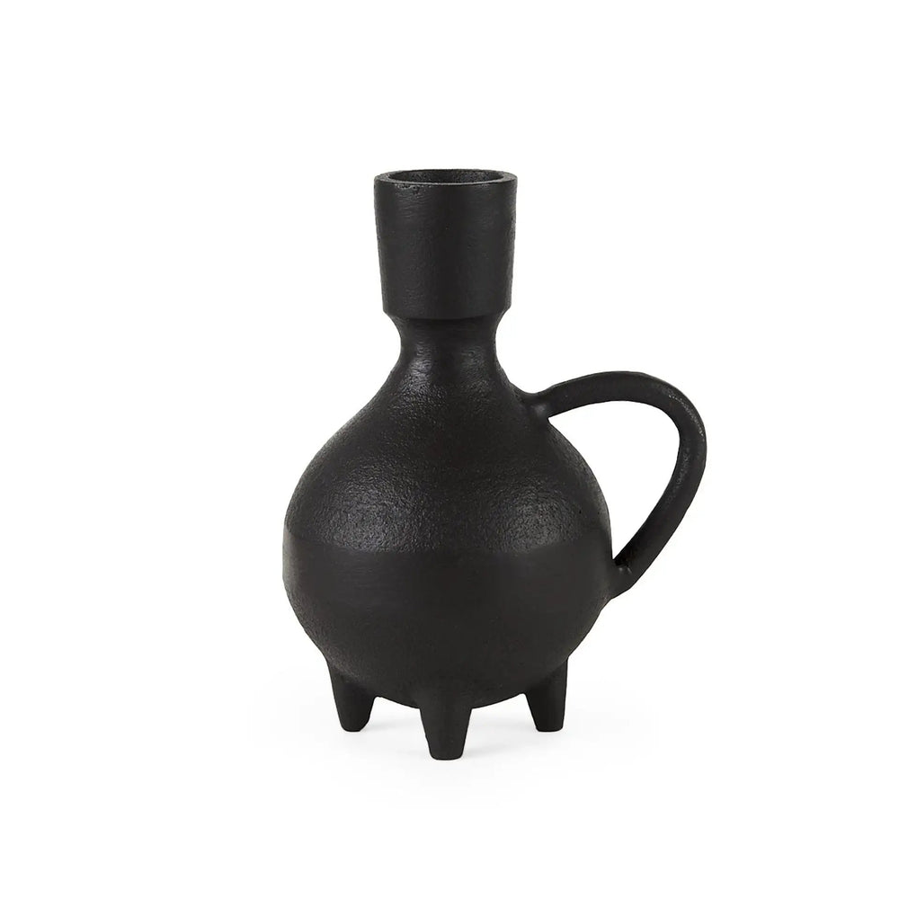 7" Black Ceramic Round Jug Vase - Homeroots