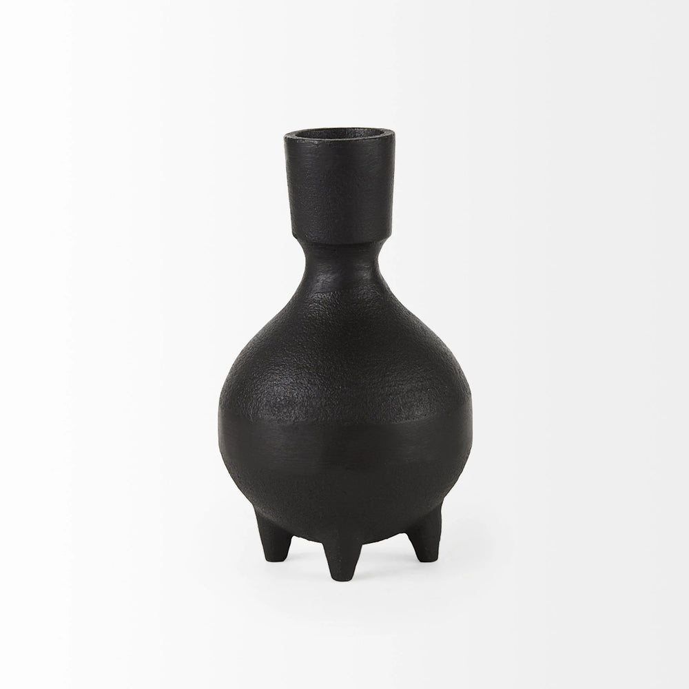 7" Black Ceramic Round Jug Vase - Homeroots