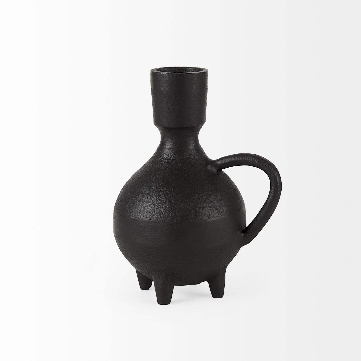 7" Black Ceramic Round Jug Vase - Homeroots - Flyclothing LLC